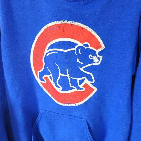 Unique Chicago Cubs Hoodie USA Bat Flag Back Men’s M Blue Vintage MLB - Picture 2 of 9